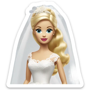 1960's blonde Barbie bride  sticker