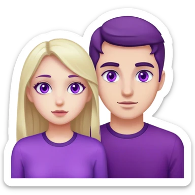 Girl wearing purple with purple eyes with her boyfriend sticker