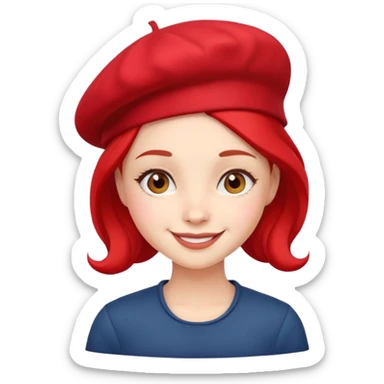 girl with a red beret, smiling sticker