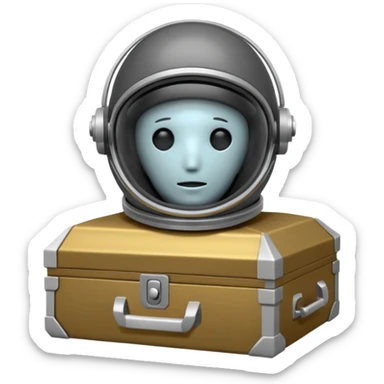 bodyless dark grey astronaut helmet, NO face, empty casket sticker