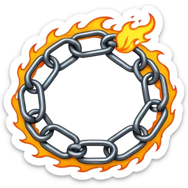 broken chain with fire sticker