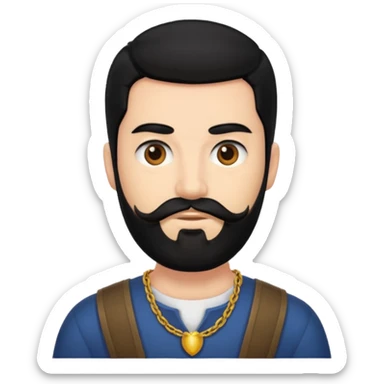 Ehren McGhehey with black hair and beard sticker