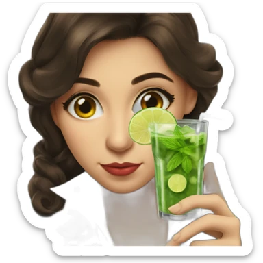 argentine girl sherlock holmes lens drinking mojito sticker