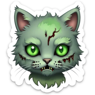 cute but scary kitty zombie sticker