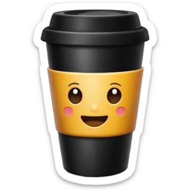 takeaway coffee cup black with black lit sticker