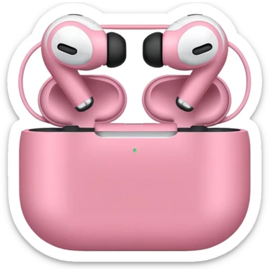 Create a pink happy circle emoji who listens to music on AirPods Max make them always this style 🥹 sticker