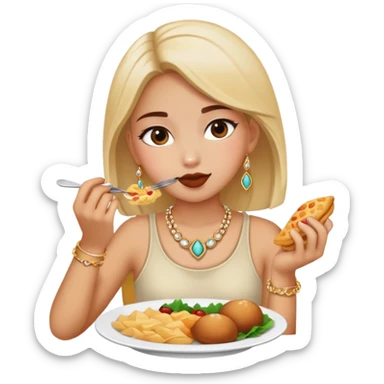 girl with food and jewelry sticker