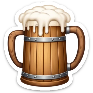 medieval wooden foamy beer icon sticker