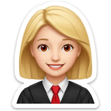 graduate women student with red tie sticker