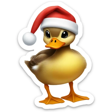 Baby duck wearing a Christmas hat sticker