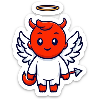 devil with angel halo sticker