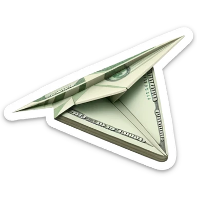 Paper plane made of money side view sticker