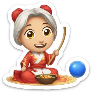Chinois qui joue au jeux videos sticker