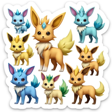 Jolteon-Flareon-Vaporeon-Leafeon-Umbreon-Glaceon-Espeon-Sylveon-Fakémon-Pokémon-Digimon-hybrid-fusion (full body) sticker