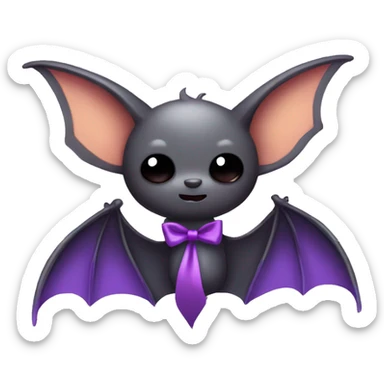 Bat with a cute ribbon 🎀 on the side of his forehead  sticker