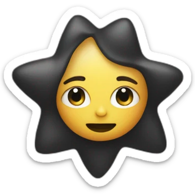 A genderless spacey black star emoji with just a head and body sticker