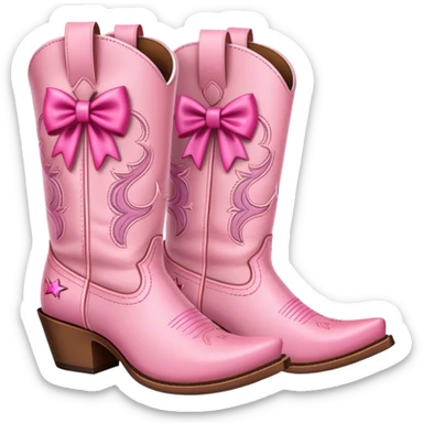 Pink cowgirl boots with bows sticker