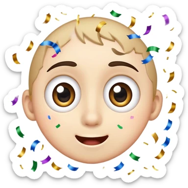 excited face with wide eyes and confetti sticker