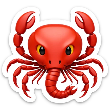 A 3D cartoon Scorpio zodiac sign in red, glossy texture, simple background, Memoji-style rendering. sticker