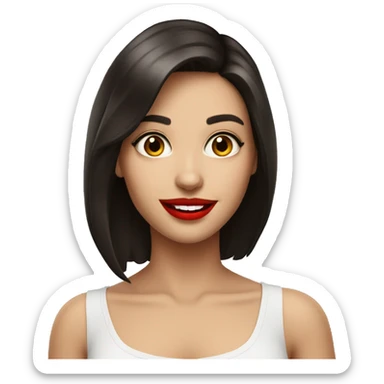 Sweet and sexy brunette girl with a smile and red lips   sticker