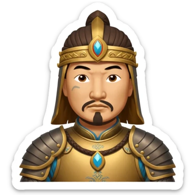 Genghis Khan in armor in 3/4 position sticker