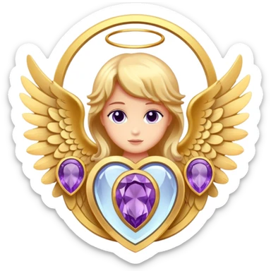 4th place award Number in frame decorated with golden angel  wings and amethyst  stone sticker