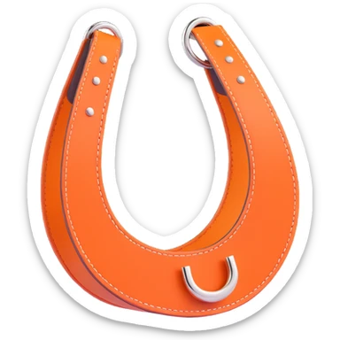 horseshoe, 3D, Hermès orange leather, silver studs, luxury, no text sticker