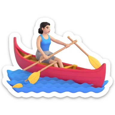 woman rowing a pink boat sticker