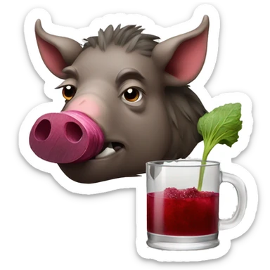 boar with a smoking drink a beet sticker
