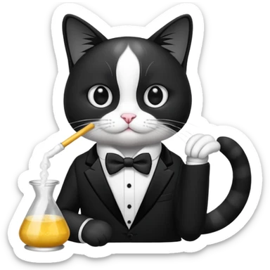 Tuxedo cat doing a line of cocaine sticker