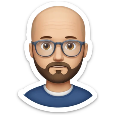 shaven head white man with glasses and beard sticker