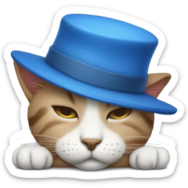 sleepy cat with blue hat sticker