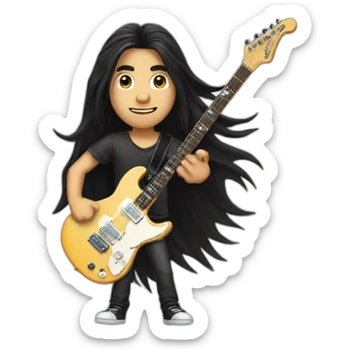 Guy with black long hair playig electric guitar sticker