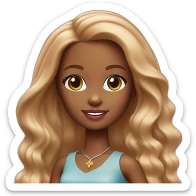 Black Girl Barbie with Long brown Hair sticker