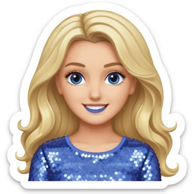 Perrie Edwards from Little Mix with long blonde hair, periwinkle sequin outfit sticker