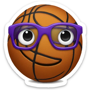 a basketball wearing purple glasses sticker