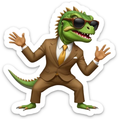 capitalist iguana banker godfather with black sunglasses breakdance scaring sticker