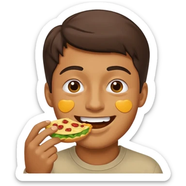 Create a sticker in which a man 6 is hand by denoting other friend that have you eaten in  face sticker