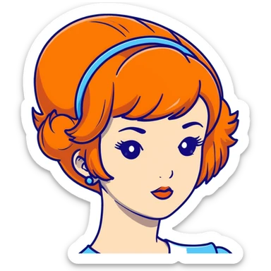 orange hair styled in a retro bouffant sticker