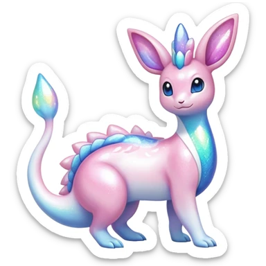 Shiny Exotic Colorful Ethereal Sparkly Sylveon-Lapras-Amaura-Aurorus-Fakémon-hybrid-creature (full body)  sticker