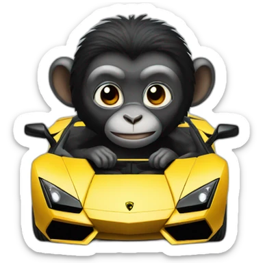 a black monkey sitting in a Lamborghini sticker