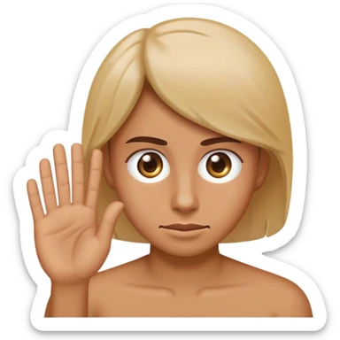 rolling eyes emoji with a hand in front on the left side sticker