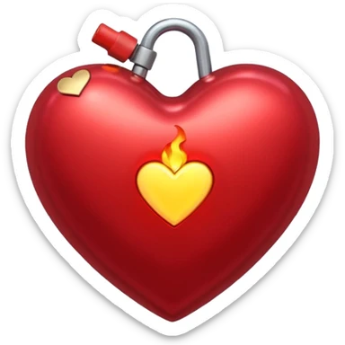 heart-shaped bomb with a lit fuse, surrounded by smaller hearts, playful love bombing concept emoji sticker
