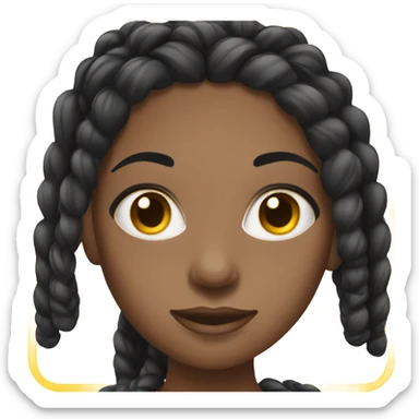 black woman with long black braids and lashes sticker