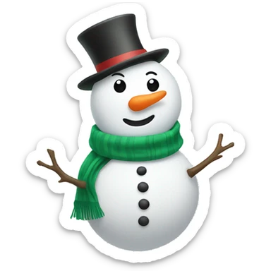 Snowman with a cute smile and a green scarf sticker
