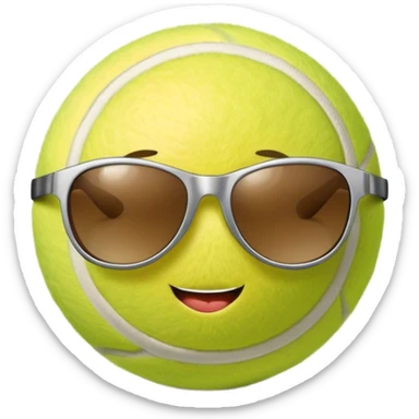 Tennis ball with sunglasses sticker