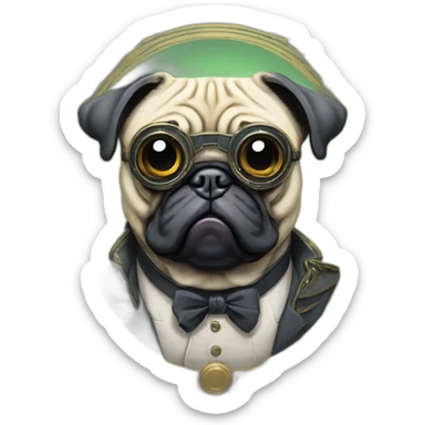 A cyberpunk pug in Art Nouveau style during 1910 sticker