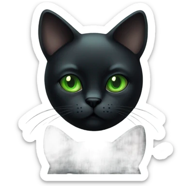 Obese black cat green eyes sticker