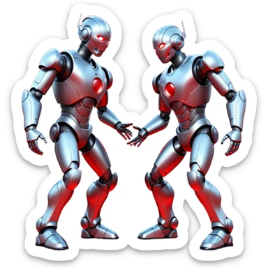 robotic fight between two futuristic robots like ultron   sticker