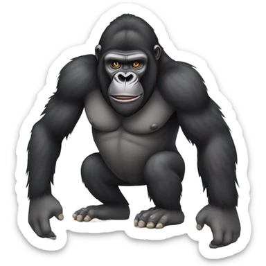 Gorilla entire body crouching down with hands hanging down and knees bent sticker